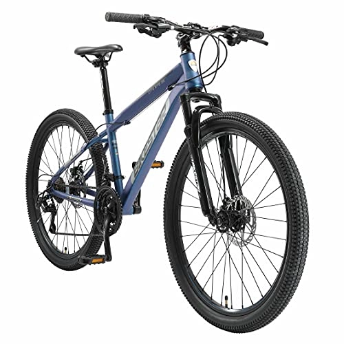 Mountain Bike : BIKESTAR Hardtail Mountain Bike, Freni a Disco, 26" | Bicicletta MTB Telaio 15" Cambio Shimano a 21 velocità, sospensioni | Blu