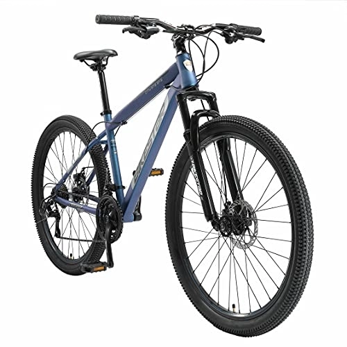 Mountain Bike : BIKESTAR Hardtail Mountain Bike, Freni a Disco, 27.5" | Bicicletta MTB Telaio 17" Cambio Shimano a 21 velocità, sospensioni | Blu