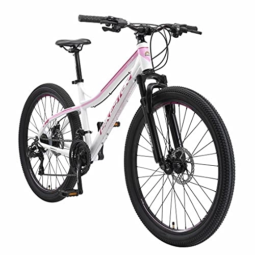 Mountain Bike : BIKESTAR Hardtail Mountain Bike in Alluminio, Freni a Disco, 26" | Bicicletta MTB Telaio 18" Cambio Shimano a 21 velocità | Bianco