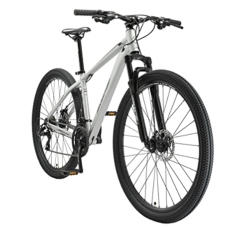 Mountain Bike : BIKESTAR Hardtail Mountain Bike in Alluminio, Freni a Disco, 29" | Bicicletta MTB Telaio 17" Cambio Shimano a 21 velocità, sospensioni | d'Argento