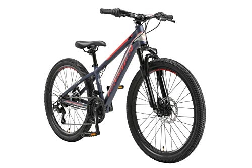 Mountain Bike : BIKESTAR MTB Mountain Bike 24" Alluminio per Bambini 10-13 Anni | Bicicletta Telaio 12.5 Pollici 21 velocità Shimano, Hardtail, Freni a Disco, sospensioni | Blu