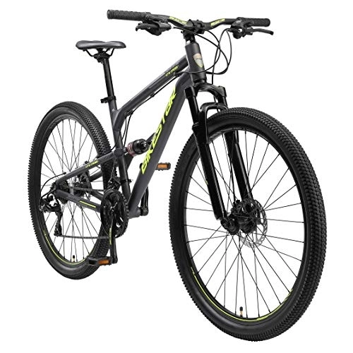 Mountain Bike : BIKESTAR MTB Mountain Bike Sospensione Completa in Alluminio, Freni a Disco, 27.5" | Bicicletta MTB Telaio 18.5" Cambio Shimano a 21 velocità | Nero