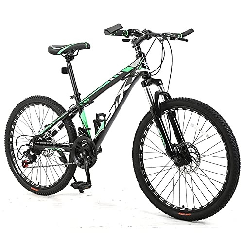 Mountain Bike : BVDOYFYJ ​Mountain Bike da Uomo, Telaio in Alluminio, Mountain Bike per Tutti i Terreni a 21 velocità, Ruote da 24 Pollici, per Giovani e Adulti, Verde
