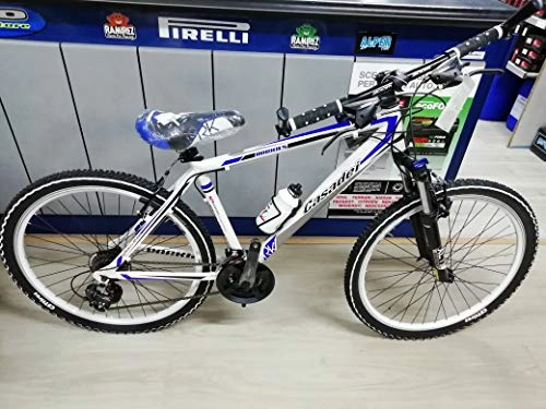 Mountain Bike : Casadei Bicicletta Alluminio MTB 26 Forcella Ammortizzata Regolabile bloccabile. Modello : RK26A Rockies Altus 21V Mountain Bike (Bianco Blu, Ruota 26 / Misura Telaio H45 cm)