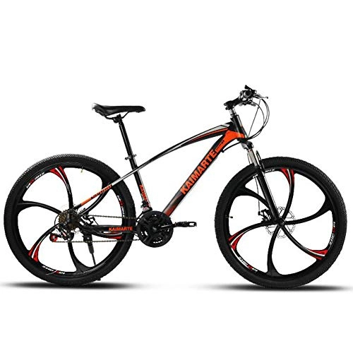 Mountain Bike : CHJ Mountain Bike per Adulti 26 Pollici, Telaio Completo in Acciaio al Carbonio Leggero, Bici da Uomo Sospensione della Ruota Anteriore, Giallo, 21 Speed