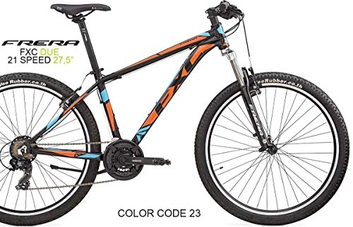 Mountain Bike : CICLI PUZONE Bici FRERA MTB FXC Due Shimano Tourney 21 Speed Ruota 27, 5 Gamma 2020 (Nero Arancio Azzurro (cod.23), 42 CM)