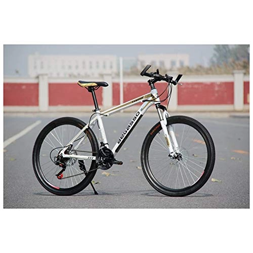 Mountain Bike : COSCANA 21-27 velocità 26"Mountain Bike Telaio in Acciaio Ad Alto Tenore di Carbonio con Sospensione Anteriore Freno A Disco Bici da Esterno per Uomini E DonneGold-21 Speed
