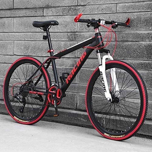 Mountain Bike : CSS Mountain bike da 26 pollici, mountain bike da uomo con freno a doppio disco, sedile regolabile per bicicletta, telaio in acciaio al carbonio, velocità 21 / 24 / 27, pneumatici a raggi 6-6, C, 21