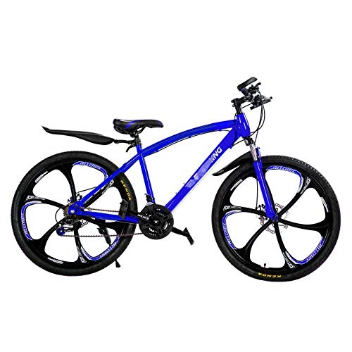 Mountain Bike : CXSMKP Mountain Bike per Adulti Davanti Sospensione Bicicletta Pieghevole, 21 velocit Uomini Bici 26"Ruote per Bicicletta, Dual Freno A Disco, Leggero, Alto Acciaio al Carbonio Telaio, Blu