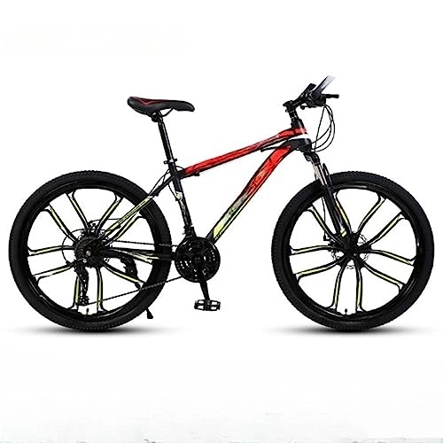 Mountain Bike : DADHI Mountain bike da esterno da 26 pollici, bicicletta ammortizzante, telaio in acciaio ad alto tenore di carbonio, per uomo e donna, portata 120 kg (red 24 speeds)