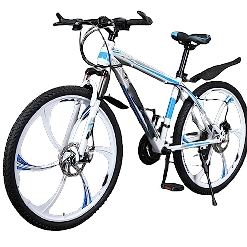Mountain Bike : DADHI Mountain bike per adulti, bicicletta con doppio freno a disco, telaio in acciaio al carbonio, velocità 21 / 24 / 27 / 30, adatta per adolescenti (White 27)
