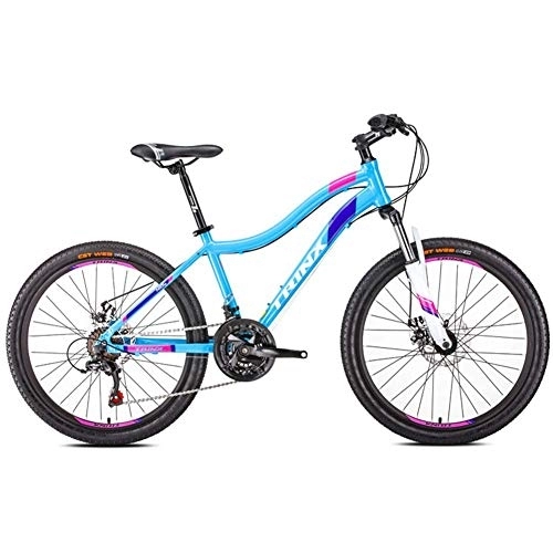 Mountain Bike : Donne Mountain Bike 21 velocitagrave; Freni a Disco Mountain Biciclette, Telaio Alluminio Leggero piugrave; Resistente Front Suspension Mountain Bike, 24 Inches Blue