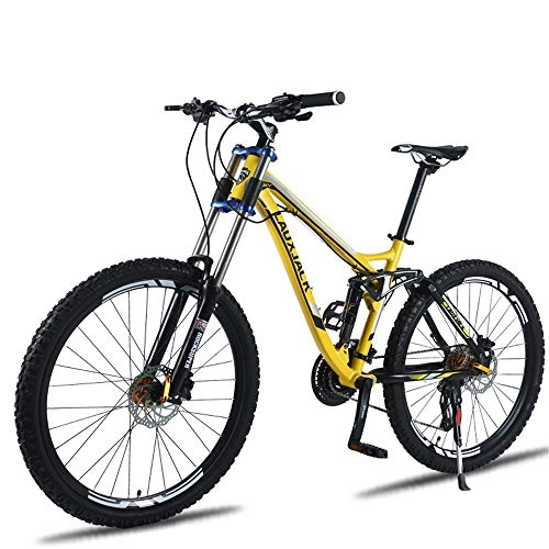 Mountain Bike : DRAKE18 Bicicletta da Downhill Professionale Fuoristrada da 26 Pollici a 27 velocità in Lega di Alluminio per Adulti da Corsa all'aperto, Yellow