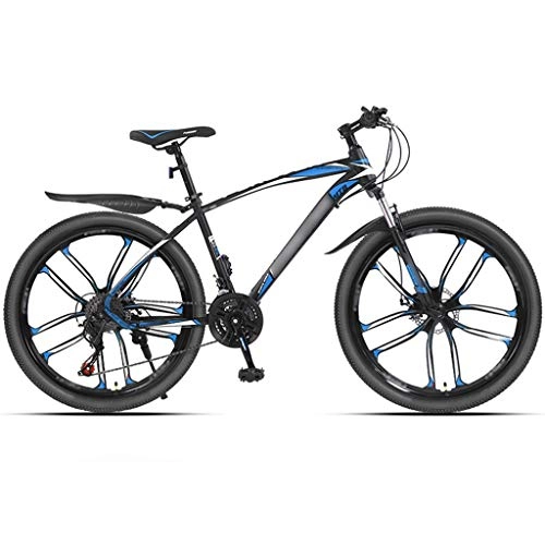 Mountain Bike : DXIUMZHP Hardtail Mountain Bike con velocità Regolabile, Bicicletta Unisex A velocità Variabile, Ruote da 24 / 26 Pollici, 10 Ruote da Taglio, 21 / 24 velocità (Color : 21-Speed Blue, Size : 24 Inches)