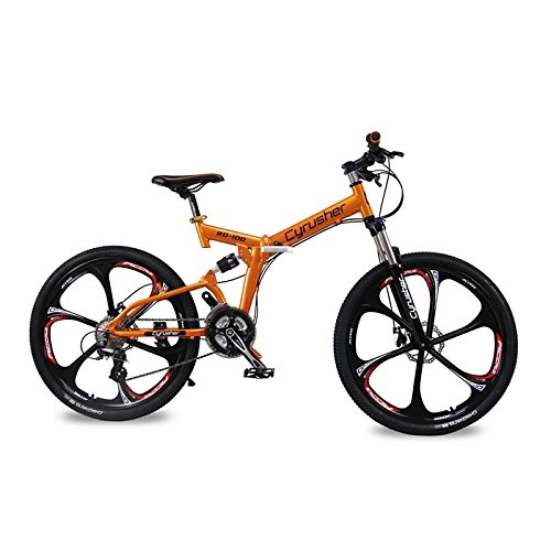 Mountain Bike : Extrbici nuovo aggiornamento arancione RD100 66 cm Full sospensione telaio pieghevole mountain bike Shimano Altus M310 24 ingranaggi 43, 2 cm in alluminio telaio MTB bicicletta doppi freni