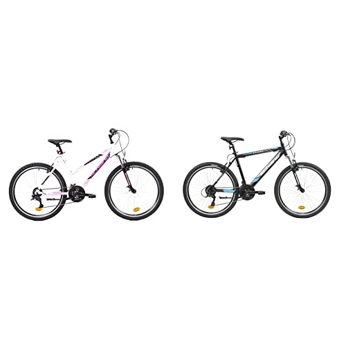 Mountain Bike : F.lli Schiano Range Bici MTB, Donna, V-brake in alluminio, Bianco / Rosa, 26'' & Range, Bici MTB Men's, Nero-Blu, 26