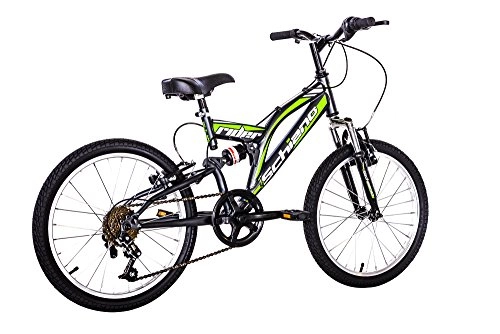 Mountain Bike : F.lli Schiano Rider Power 18V Bicicletta Biammortizzata, Antracite / Verde, 26"