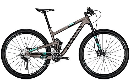 Mountain Bike : Focus O1E SL 29 Fully Mountain Bike Bicicletta titanio opaco / aquablue 2018, 42