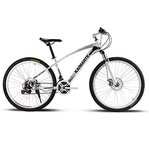 Mountain Bike : FTF 24 / 26-Inch 24 / 21 / 27-Velocità della Bicicletta Mountain Bike velocità Variabile Doppio Assorbimento delle Vibrazioni Bici in Acciaio al Carbonio MTB, Telaio in Alluminio, Bianco, White~1, 26in~27s