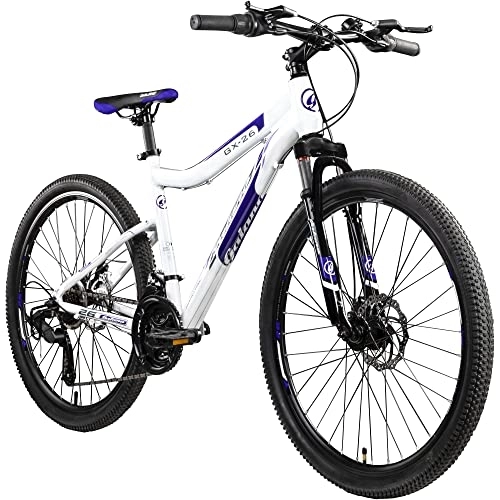 Mountain Bike : Galano GX-26 - Mountain bike Hardtail da 26 pollici, per donna / ragazzo, 38 cm, colore: Bianco / Viola