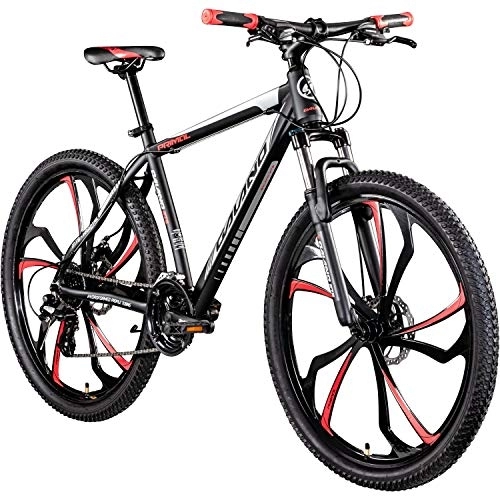 Mountain Bike : Galano Primal Mountain Bike per ragazzi e adulti a partire da 165 cm, Hardtail 27, 5 pollici, 650B, con forcella ammortizzata, 24 marce (nero / rosso, 48 cm)