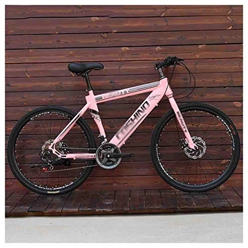 Mountain Bike : GAOTTINGSD - Bicicletta da mountain bike per adulti per mountain bike, da uomo, da donna, con ruote da 26 pollici, regolabile, con doppio freno a disco (colore: rosa, dimensioni: 21 velocità)
