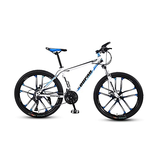 Mountain Bike : GAOXQ Mountain Bike per Adulti e Giovani, 21 velocità 27, 5 Pollici in Mountain Bike a Doppia forchetta a Sospensione Freni a Disco White Blue