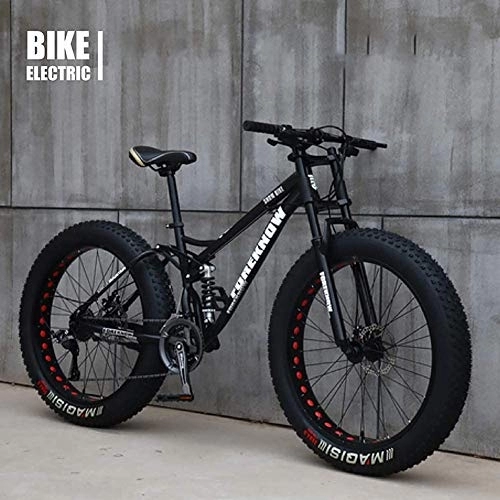 Mountain Bike : GLJY Cima da MTB per Bicicletta, Fat Wheel Moto / Fat Bike / Fat Tire Mountain Bike, Cruiser da Spiaggia Fat Tire Bike Snow Bike Fat Big Tire Bicycle 21 Speed, Nero, 24IN
