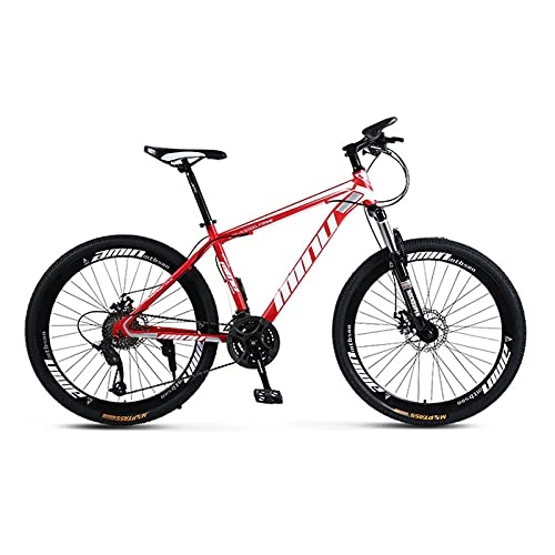 Mountain Bike : GUHUIHE Bicicletta di velocità di Montagna 24 / 26 Pollici, 21-Speeddisc Brew-Assorbente Bike Mountain Bike in Acciaio Alto in Acciaio al Carbonio (Color : Red, Size : 24 inch)
