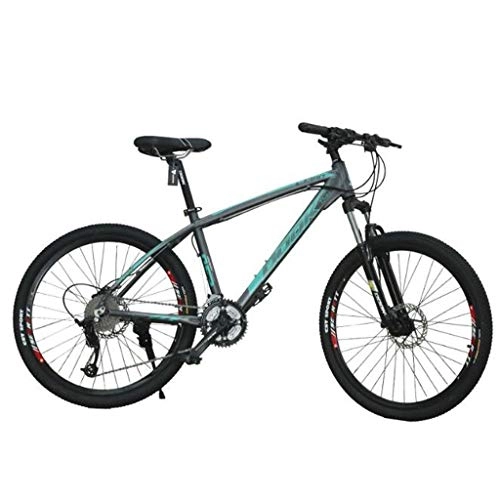 Mountain Bike : GXQZCL-1 Bicicletta Mountainbike, 26" Mountain Bike, Mountain Biciclette con Doppio Freno a Disco Anteriore e sospensioni, 27 velocit, Telaio in Lega di Alluminio MTB Bike (Color : Green)
