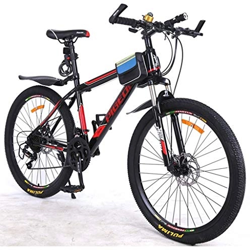 Mountain Bike : GXQZCL-1 Bicicletta Mountainbike, Mountain Bike, 26" Biciclette di Montagna, con Doppio Disco Freno e Sospensione Anteriore, 21speeds, Acciaio al Carbonio Telaio MTB Bike (Color : Black)