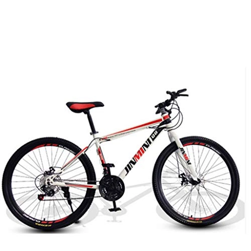 Mountain Bike : HAZYJT 26 Pollici per Mountain Bike, Leggero e Durevole MTB Biciclette per Donne degli Uomini (21 velocità), White And Red