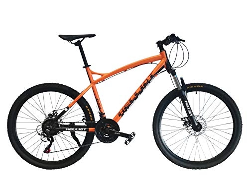 Mountain Bike : Helliot Bikes Oslo, Bicicletta da Montagna Unisex – Adulto, Nero / Arancione, Taglia Unica (Cerchi in Alluminio da 27, 5 Pollici)