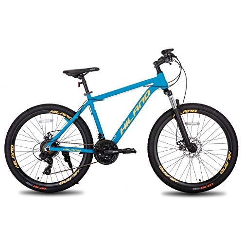 Mountain Bike : Hiland Mountain bike in alluminio, 26", 24 velocità, con freno a disco Shimano, misura 16, 5, colore: blu