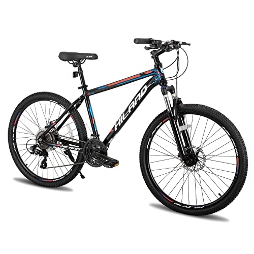 Mountain Bike : Hiland Mountain bike in alluminio, 26 pollici, 24 velocità, con freno a disco Shimano, misura 18, colore nero…