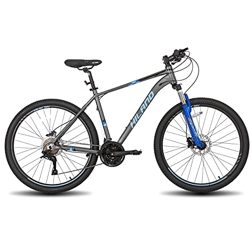 Mountain Bike : Hiland, mountain bike MTB da 27, 5 pollici, telaio in alluminio da 18 pollici, cambio a 27 marce, freno a disco Lock-Out, forcella ammortizzata, grigio