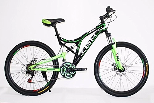 Mountain Bike : IBK Bici Bicicletta MTB 26" BIAMMORTIZZATA 21 Vel. Shimano Mountain Bike REVO (Verde Fluo / Nero)