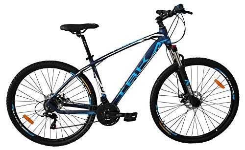 Mountain Bike : IBK Bici Bicicletta MTB Mountain Bike 29" Pollici Front Susp Mono Ammortizzata, Cambio Shimano, Telaio Alluminio, Freni a Disco, Hardtail (Blu)
