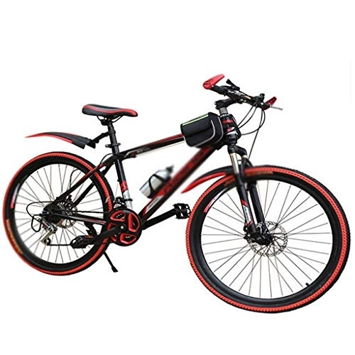 Mountain Bike : Jixi Bicicletta Adulto Velocità Variabile Bike High Carbon Steel Frame Bicicletta Doppio Disco Freno Sistema di frenatura Bike (Colore: 27 velocità, Dimensioni: 3-20 ")