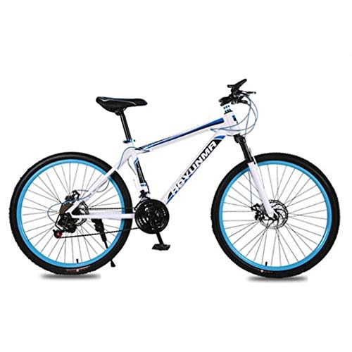 Mountain Bike : JLFSDB Mountain Bike Bicycle Bicicletta Bici Mountain Biciclette 26" Ammortizzante 21 velocità Ravine MTB Doppio Freno a Disco Anteriore Sospensione Acciaio al Carbonio Telaio (Color : Blue)