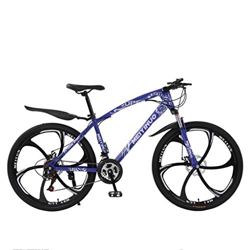 Mountain Bike : JLFSDB Mountain Bike Bicycle Bicicletta Bici Mountain Biciclette Acciaio al Carbonio 26" Ravine Bike con Doppio Disco Anteriore Sospensione, 21 / 24 / 27 velocità (Color : Blue, Size : 27 Speed)
