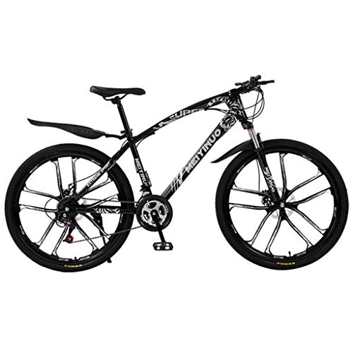 Mountain Bike : JLZXC Mountain Bike Bicycle Bicicletta Bici 26" Unisex Ravine Bike Carbon Steel Frame 21 / 24 / 27 Costi Freno a Disco Anteriore Sospensione Oneness Wheel (Color : White, Size : 27speed)