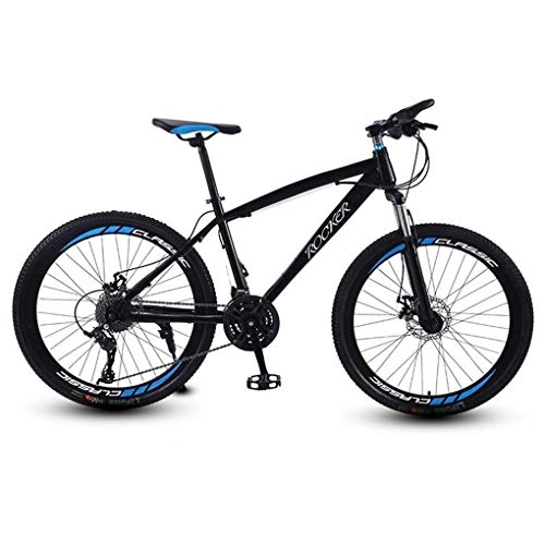 Mountain Bike : JLZXC Mountain Bike Mountain Bike, 26 inch Uomo Donna MTB / Biciclette, Sospensioni Anteriori E Doppio Freno A Disco, Acciaio al Carbonio Telaio, Ruote A Raggi (Color : Black, Size : 24 Speed)