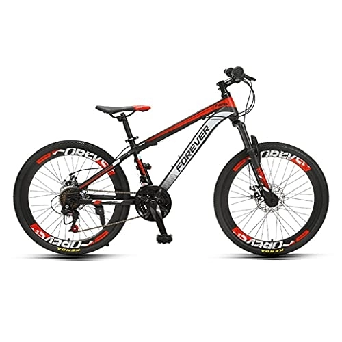 Mountain Bike : Jrechio Mountain Bike a 24 velocità in Bicicletta for Adolescenti con Freni a Disco Meccanico Anteriore e Posteriore for Ragazzi e Ragazze da 140-170 cm (Colore: Rosso) sunyangde