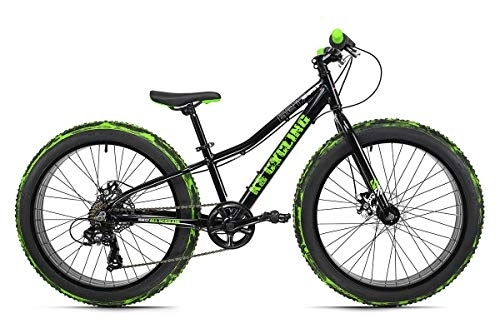 Mountain Bike : KS Cycling Bicicletta da mountain bike unisex per ragazzi, 29'' Triptychon Fatbike 24'' Crusher telaio in alluminio nero / verde RH 30 cm