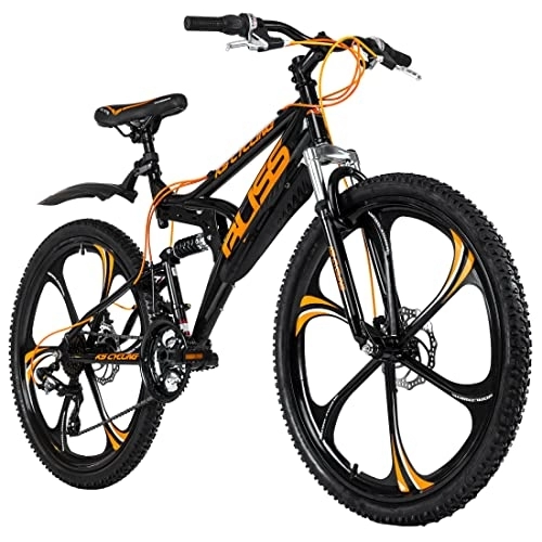 Mountain Bike : KS Cycling, Mountain bike Fully 26'' Bliss Nero / Arancione RH 47 Gioventù unisex, 26 Zoll, 47 cm