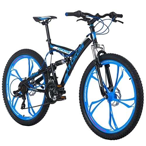 Mountain Bike : KS Cycling, Mountain bike Fully Topspin nero / blu RH Unisex adulto, 26 Zoll, 51 cm
