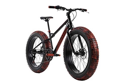 Mountain Bike : KS Cycling Mountain bike unisex per ragazzi Fatbike 24'' SNW2458 nero rosso RH 38 cm 24