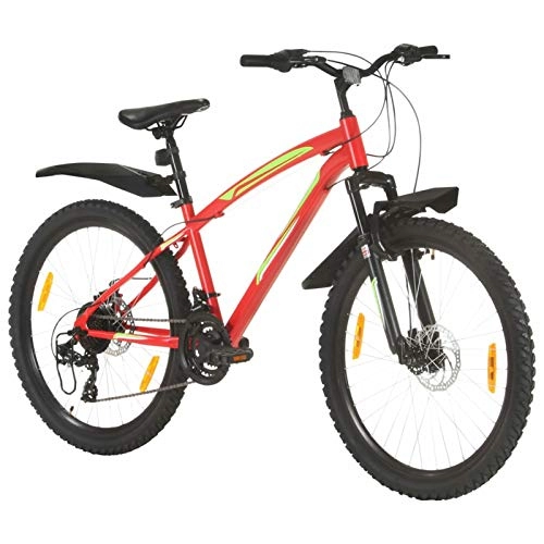 Mountain Bike : Ksodgun Ruote da 26 Pollici per Mountain Bike Trasmissione a 21 velocità, Altezza Telaio 36 cm, Rosso