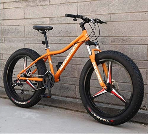 Mountain Bike : LAMTON Mountain Bike, 26inch Fat Tire Hardtail Snowmobile, Doppio Telaio ammortizzato e sospensioni Forcella all Terrain Abbigliamento da Montagna Bici Adulta (Colore : Orange 3, Taglia : 24Speed)